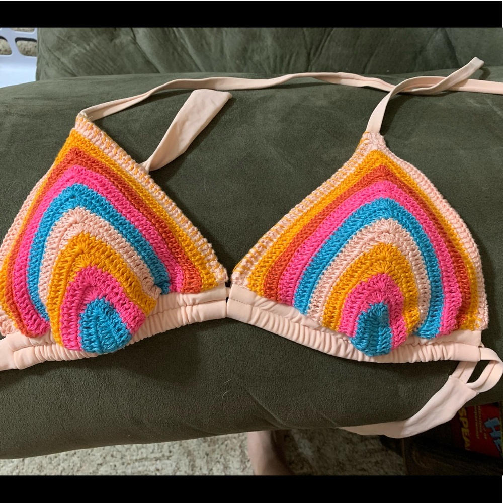 Colorful Halter Triangle Bikini Top